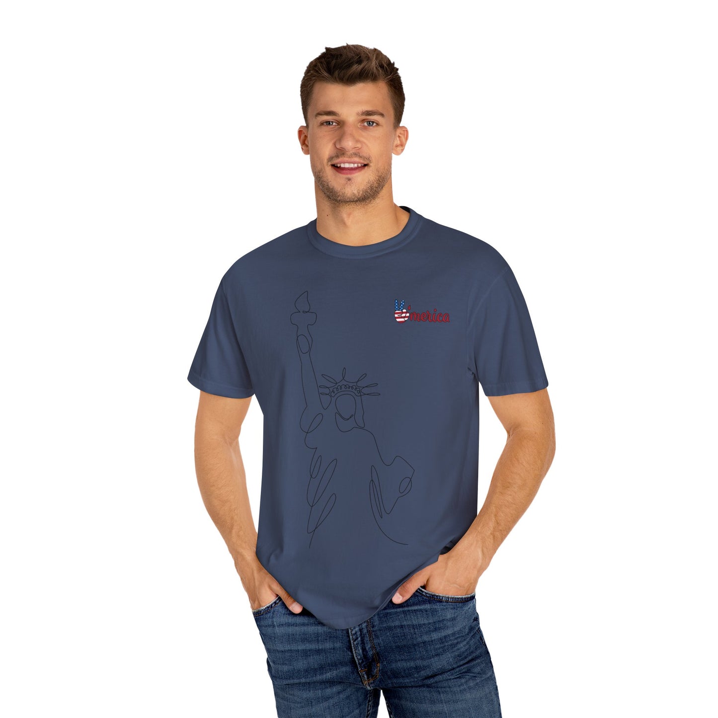 Unisex Garment-Dyed T-shirt - Celebrate 'Merica with Liberty Design