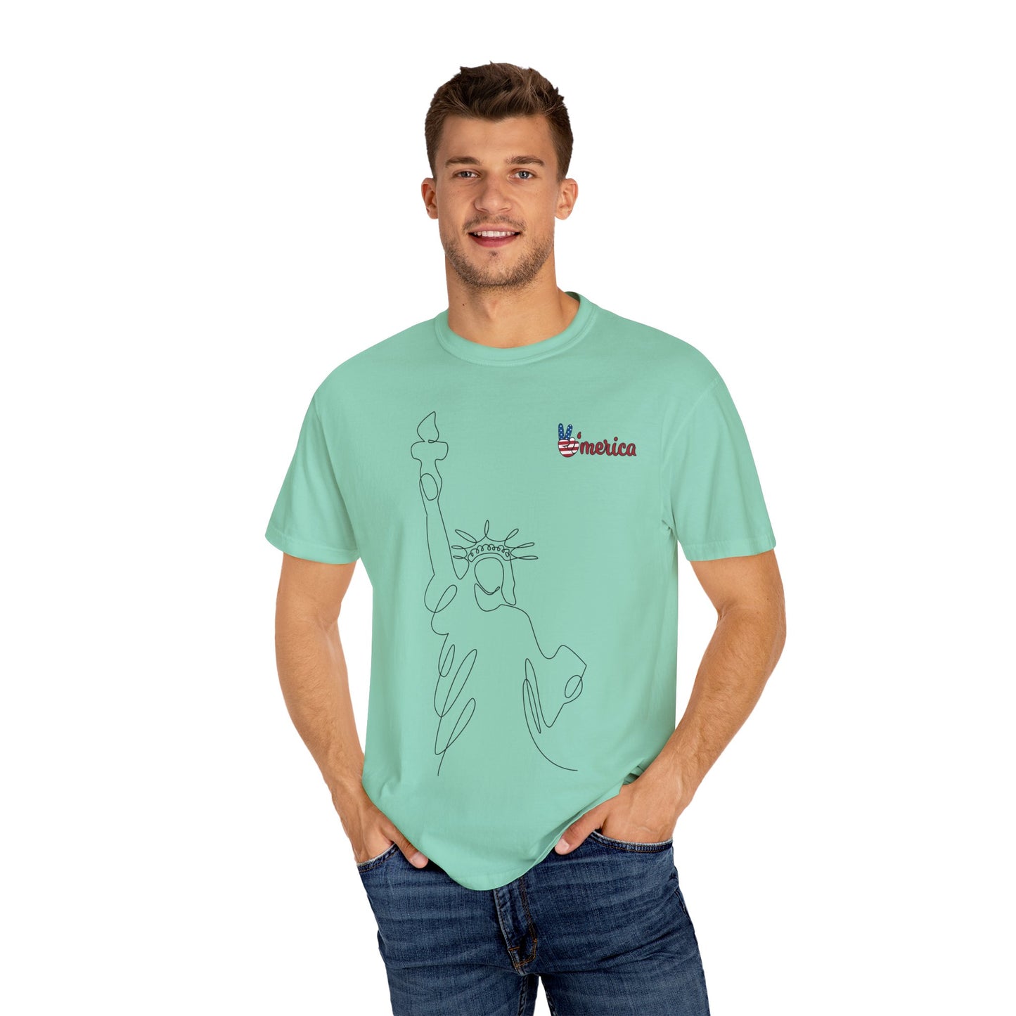 Unisex Garment-Dyed T-shirt - Celebrate 'Merica with Liberty Design
