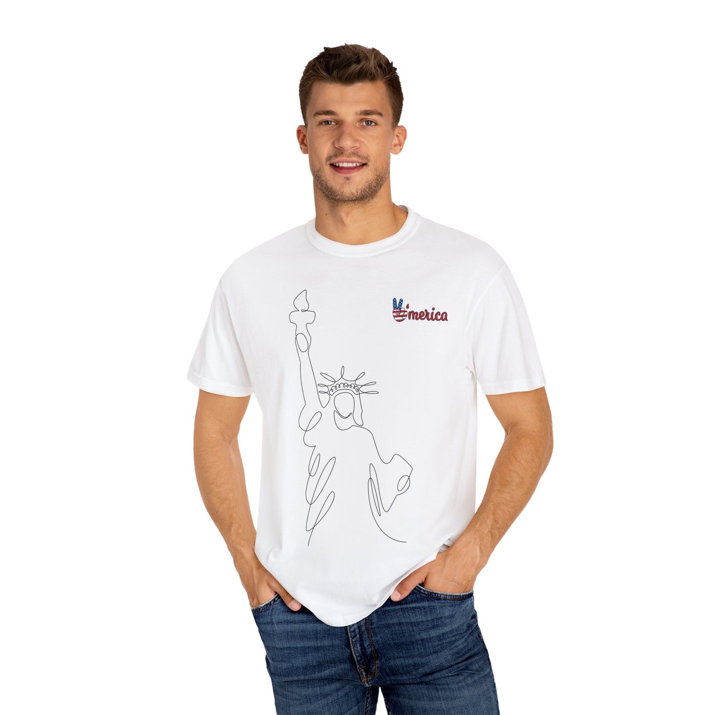 Unisex Garment-Dyed T-shirt - Celebrate 'Merica with Liberty Design