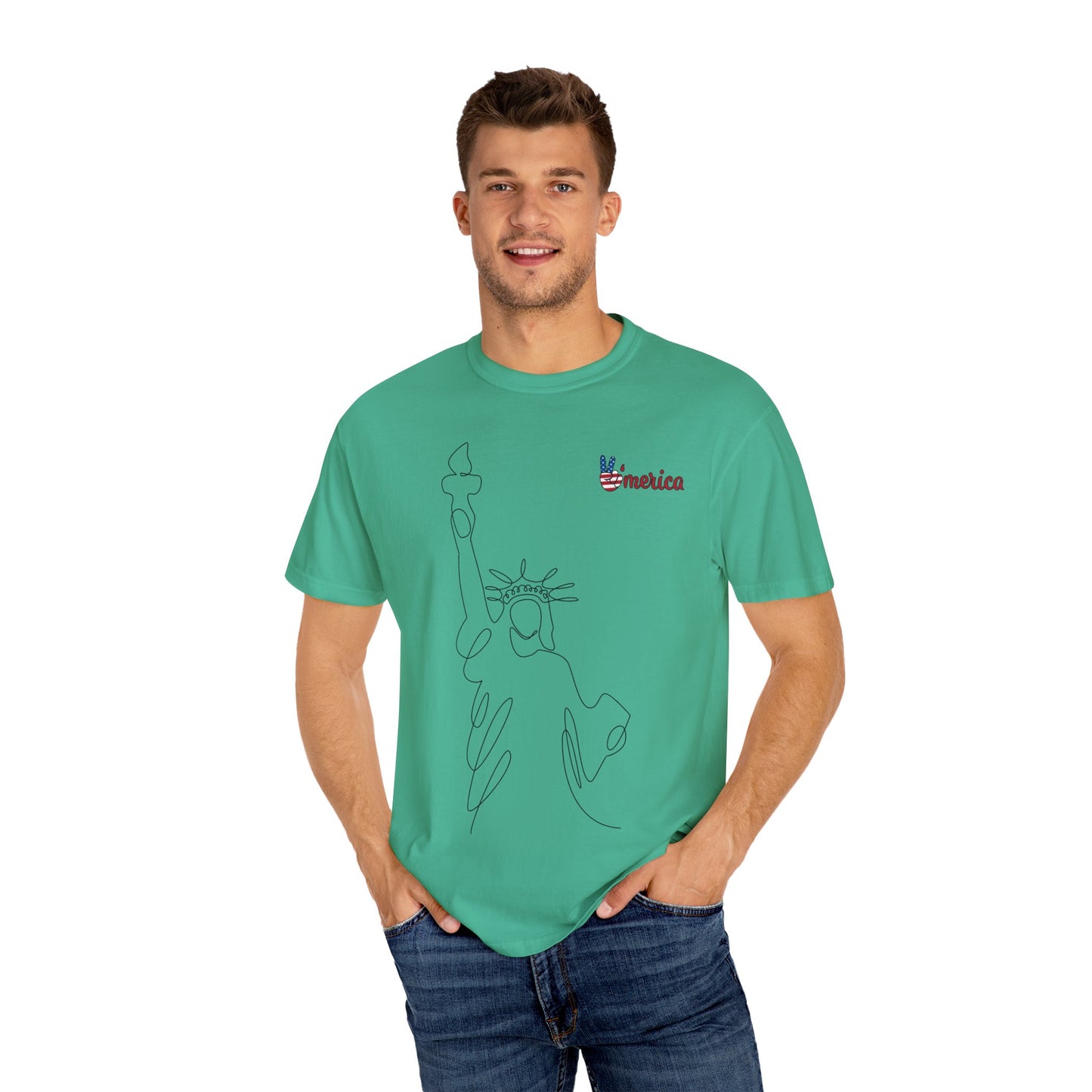 Unisex Garment-Dyed T-shirt - Celebrate 'Merica with Liberty Design