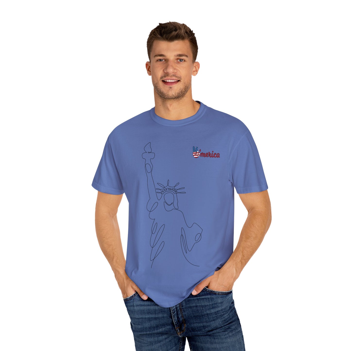 Unisex Garment-Dyed T-shirt - Celebrate 'Merica with Liberty Design