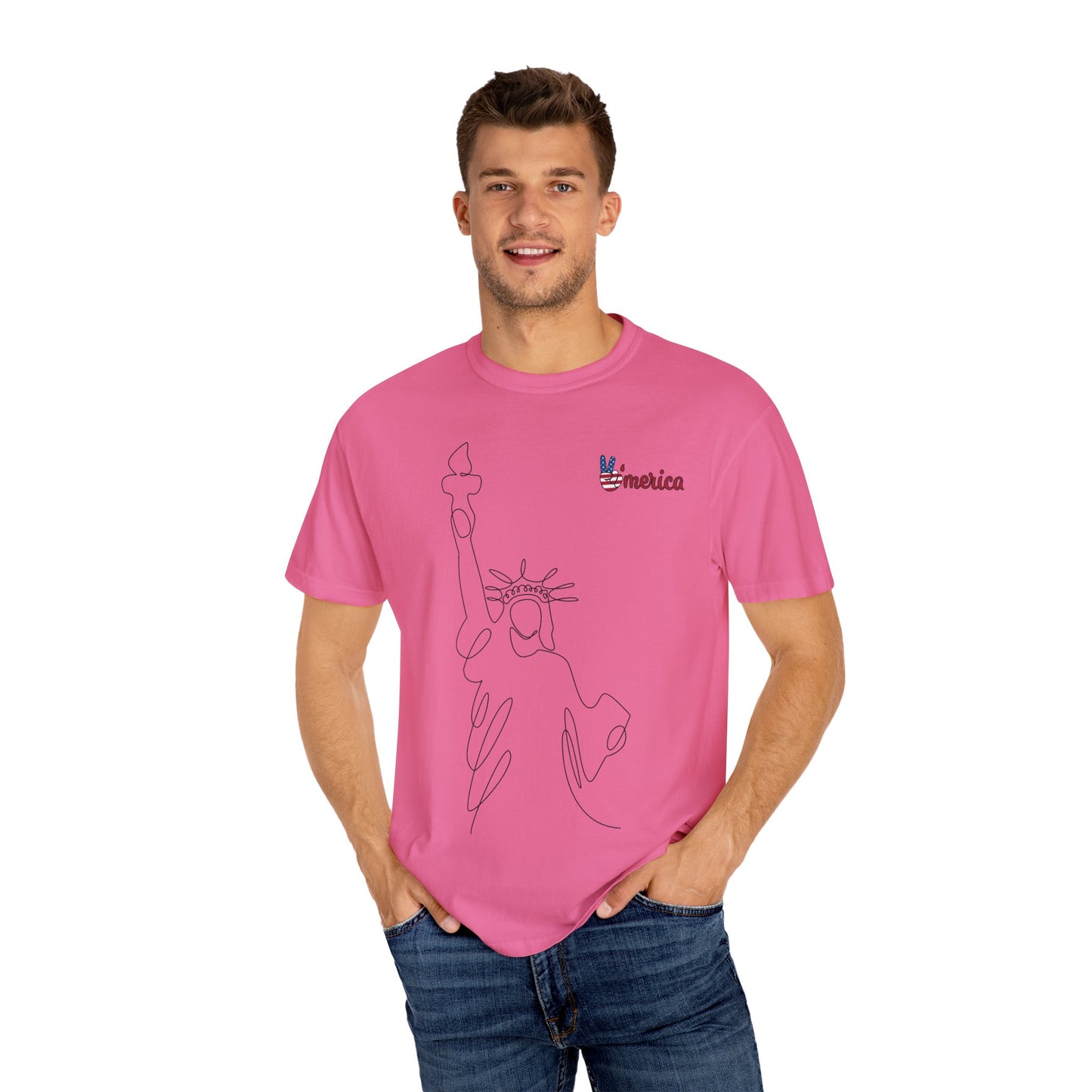 Unisex Garment-Dyed T-shirt - Celebrate 'Merica with Liberty Design