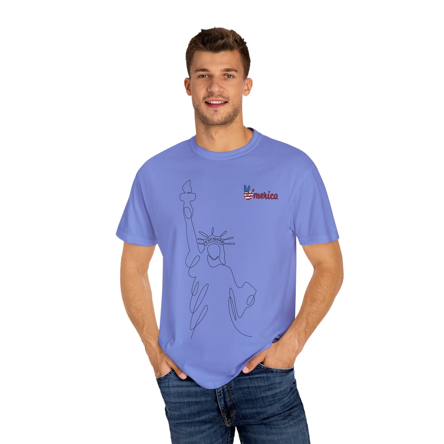 Unisex Garment-Dyed T-shirt - Celebrate 'Merica with Liberty Design