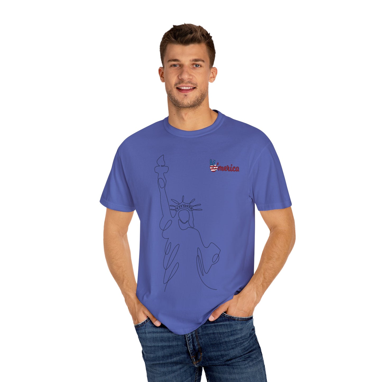 Unisex Garment-Dyed T-shirt - Celebrate 'Merica with Liberty Design