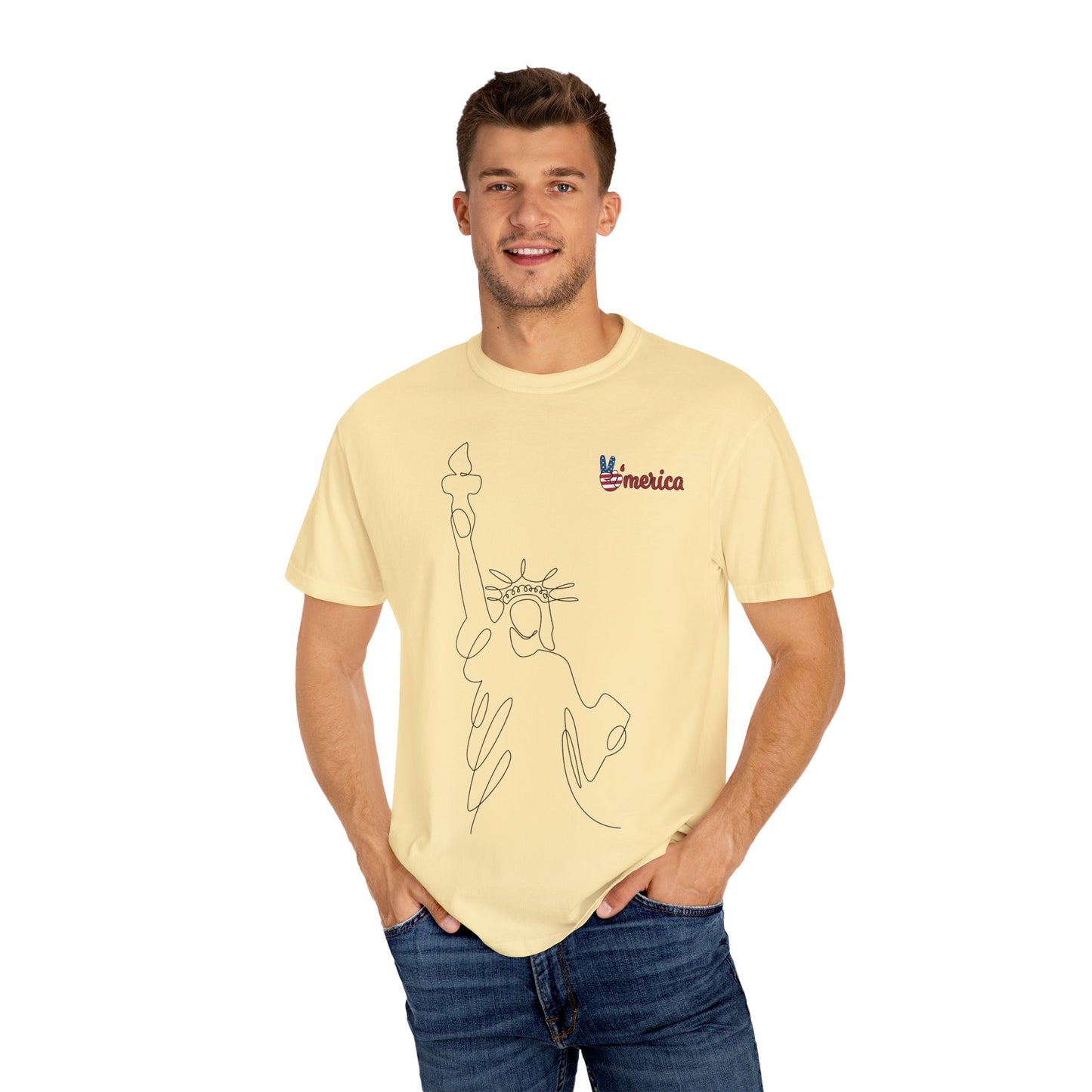 Unisex Garment-Dyed T-shirt - Celebrate 'Merica with Liberty Design