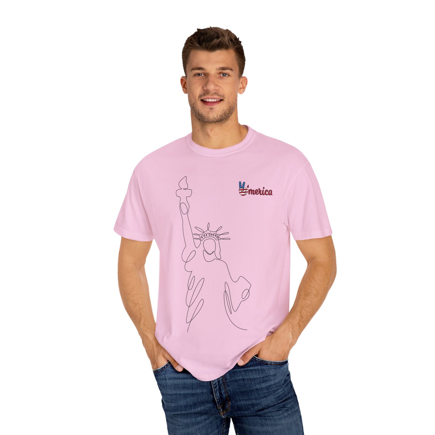 Unisex Garment-Dyed T-shirt - Celebrate 'Merica with Liberty Design