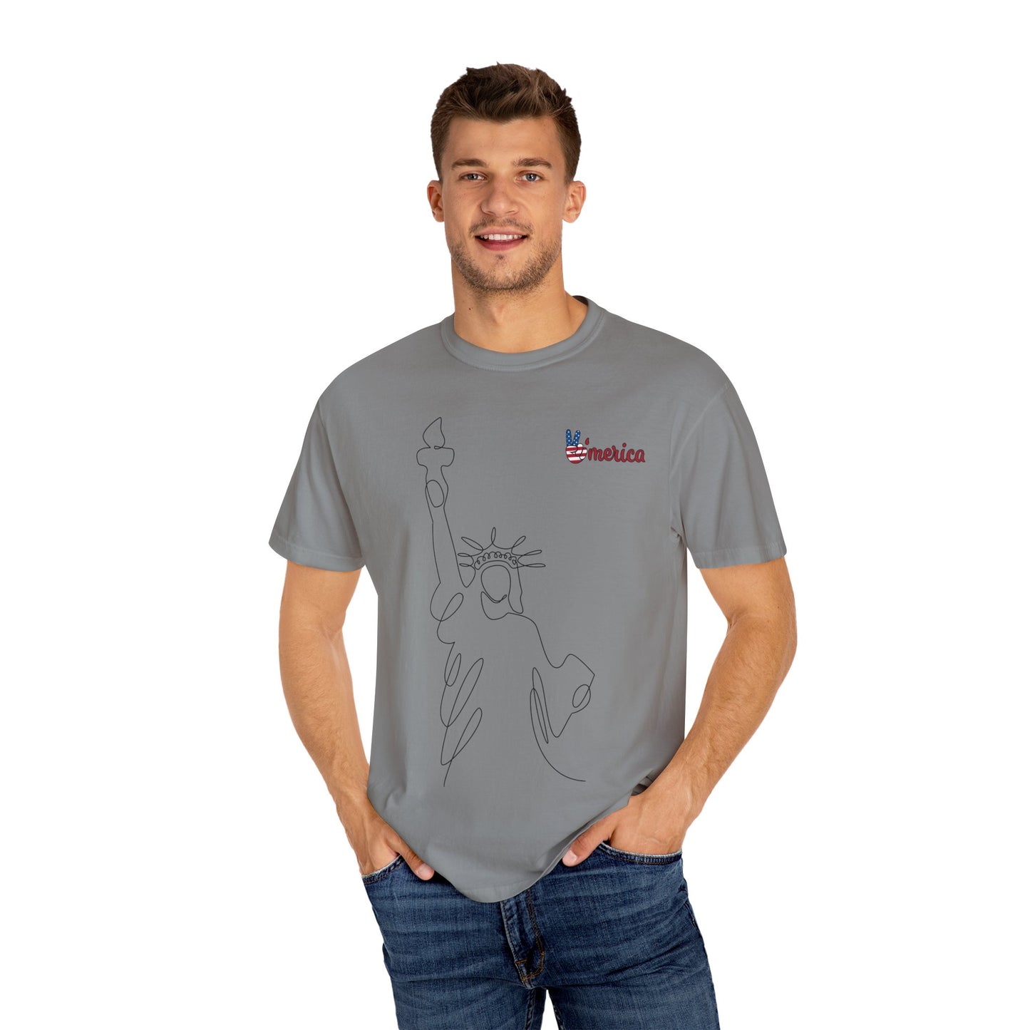 Unisex Garment-Dyed T-shirt - Celebrate 'Merica with Liberty Design