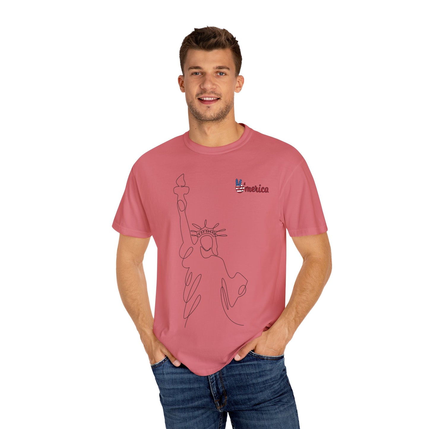 Unisex Garment-Dyed T-shirt - Celebrate 'Merica with Liberty Design