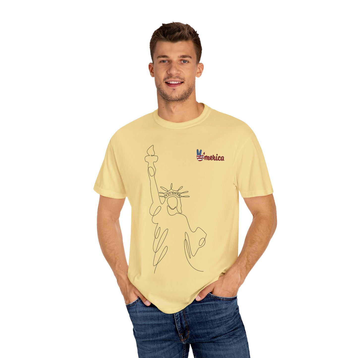 Unisex Garment-Dyed T-shirt - Celebrate 'Merica with Liberty Design